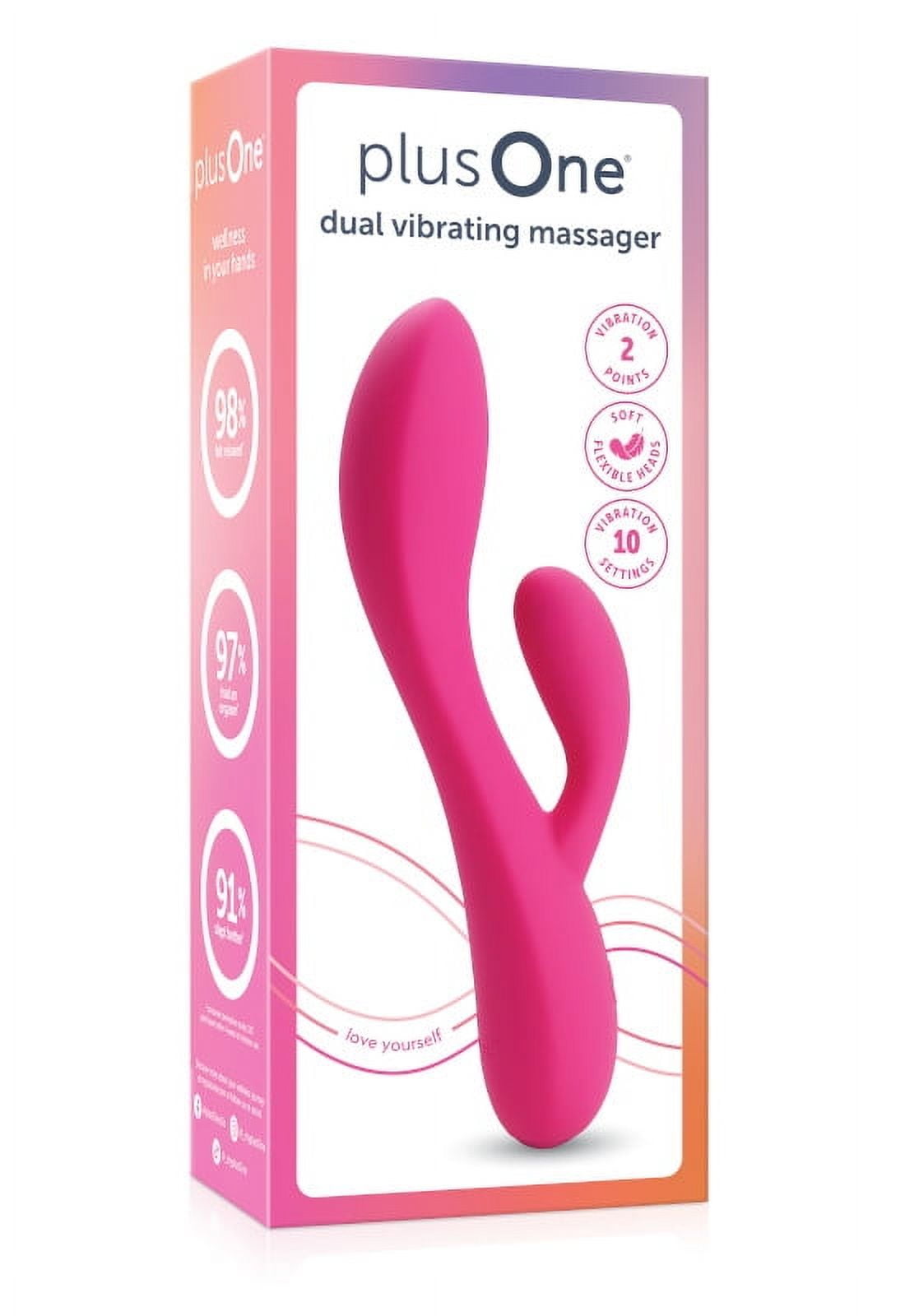 plusOne Dual Rabbit Vibrator, High-quality Silicone, Pink