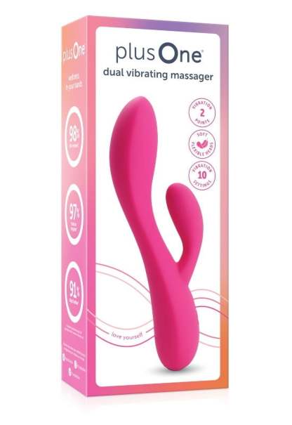 plusOne Dual Rabbit Vibrator, High-quality Silicone, Pink