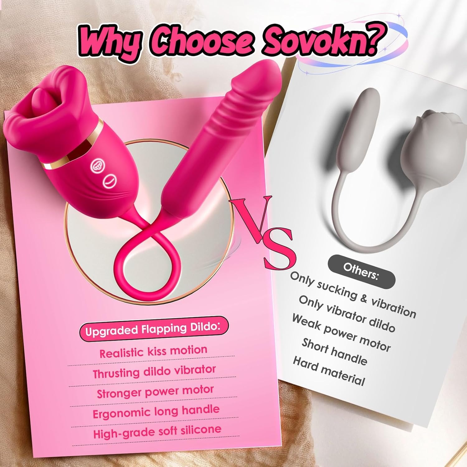 RoseLip Licking Duo – Soft Mouth Licking Toy with Suction & Thrusting G-Spot Drive