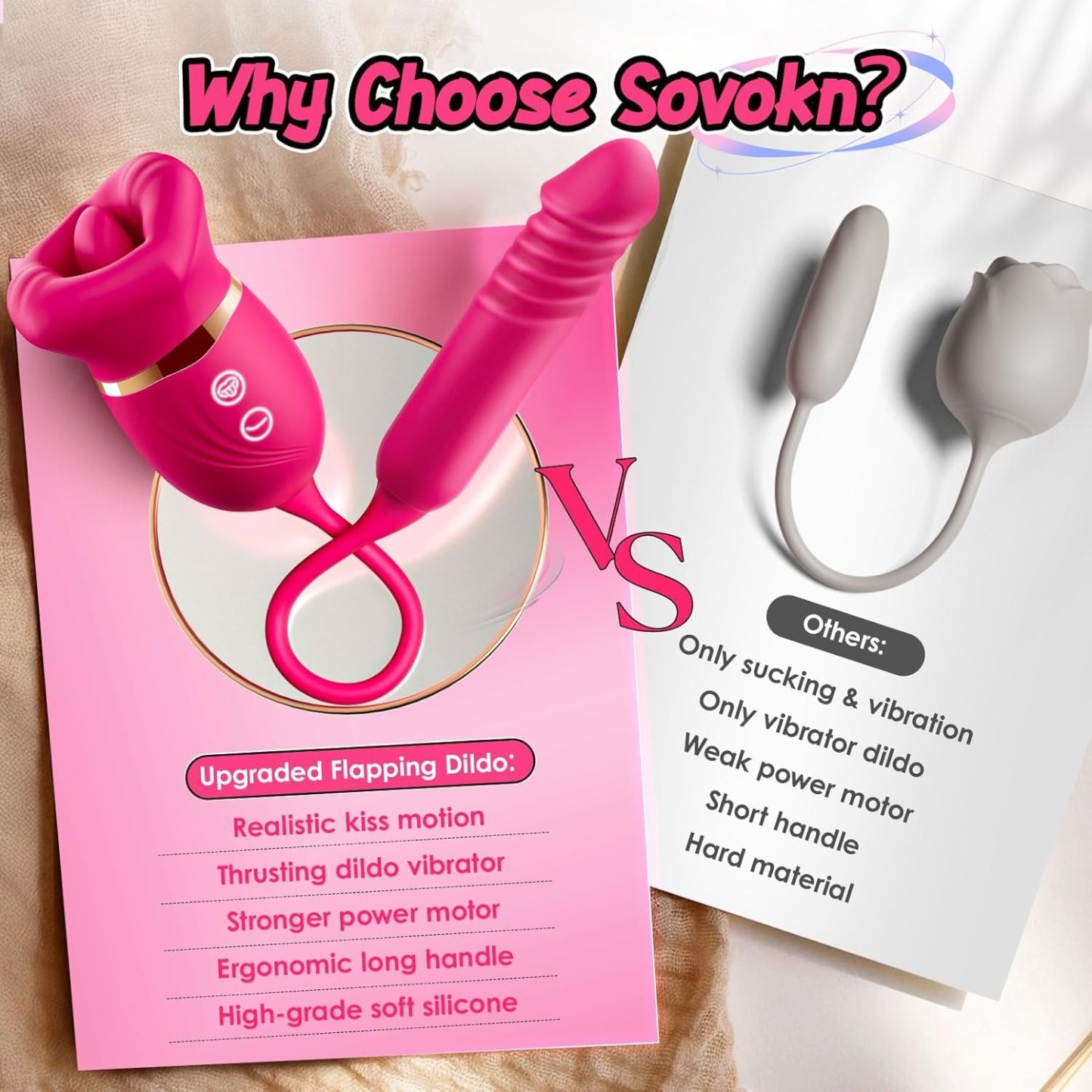 RoseLip Licking Duo – Soft Mouth Licking Toy with Suction & Thrusting G-Spot Drive