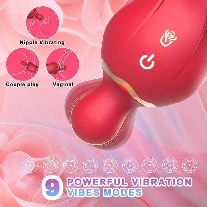 [With Free Storage Bag]Heatra - Tongue Vibrator Dual-Ended Rose Toy Licking & Vibrating