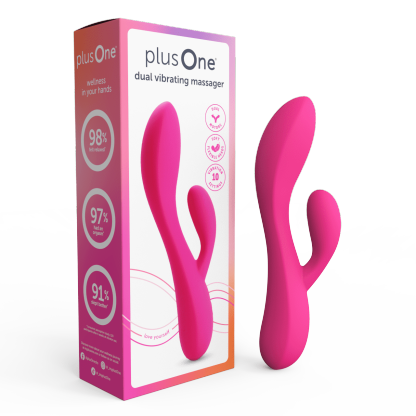plusOne Dual Rabbit Vibrator, High-quality Silicone, Pink