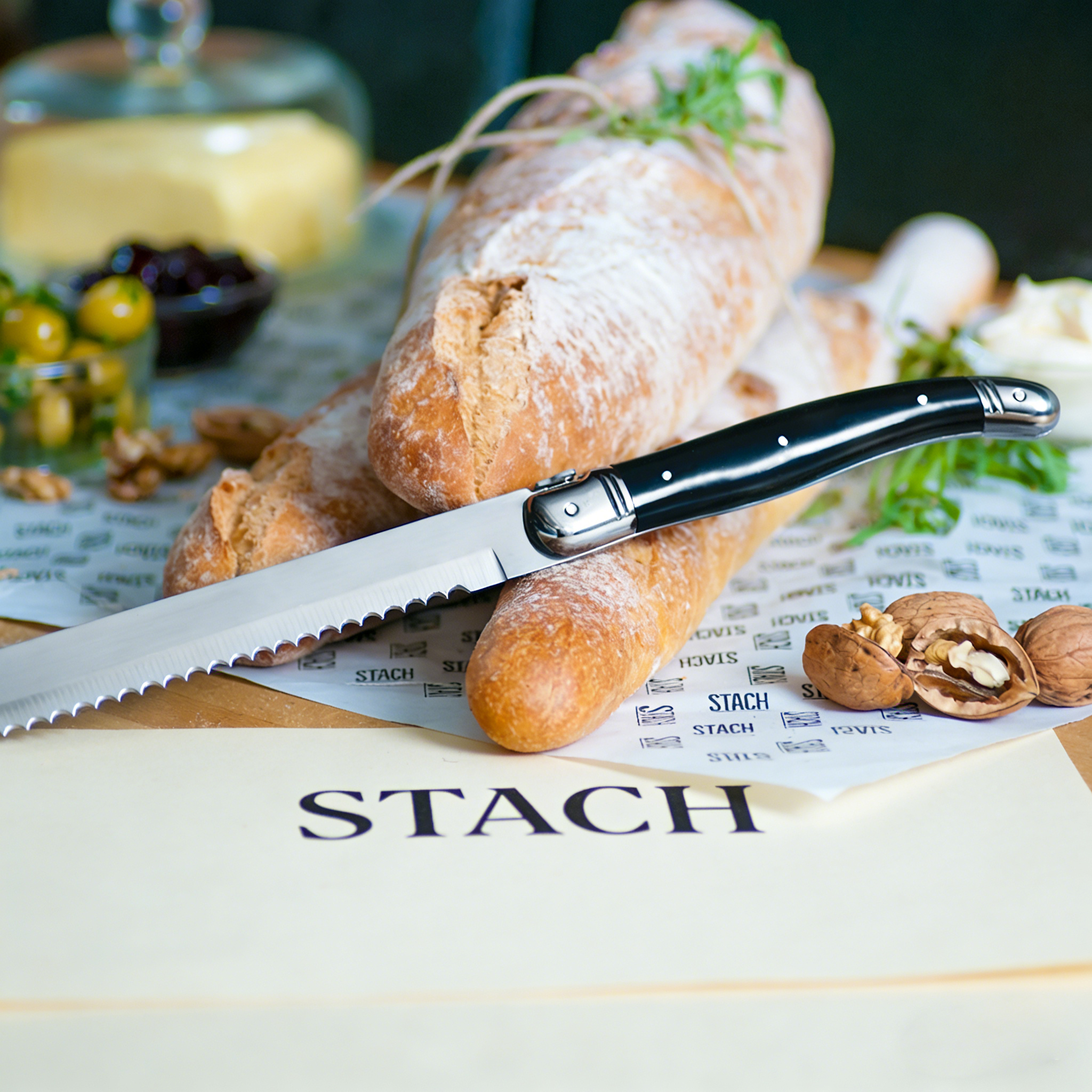 Homeful Laguiole Bread Knife with Black Handle