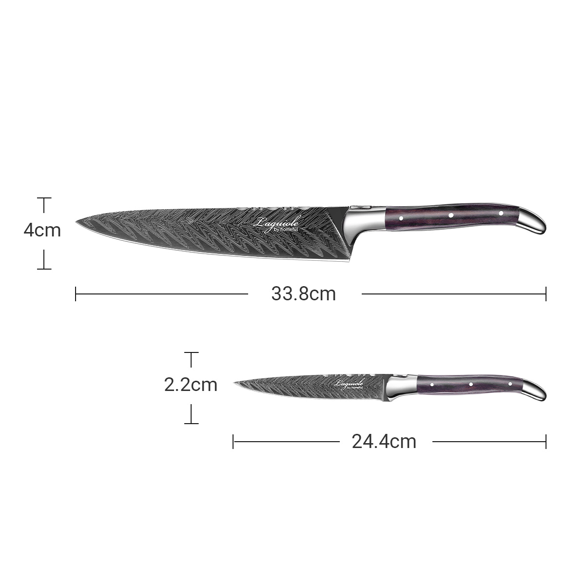 2pcs Laguiole Style Black Titanium Kitchen Knife Set
