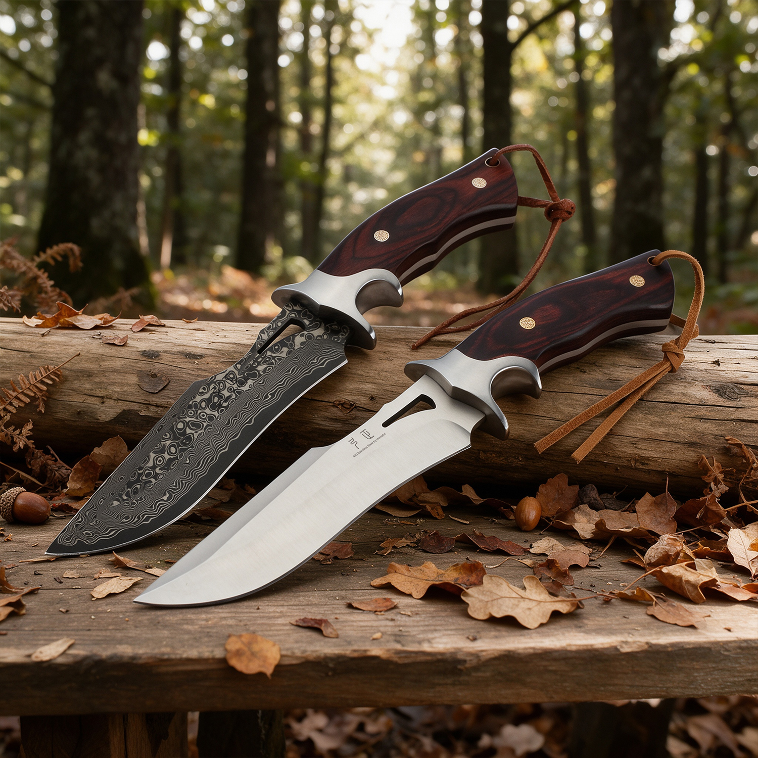 Fixed Blade Hunting Knife Wood Handle Outdoor Survival Knife