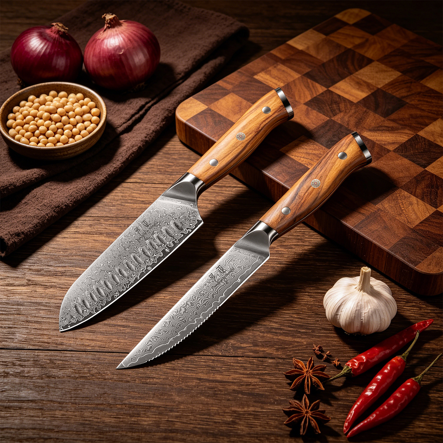 Homeful 2 Pieces Damacus Chef Knives Set