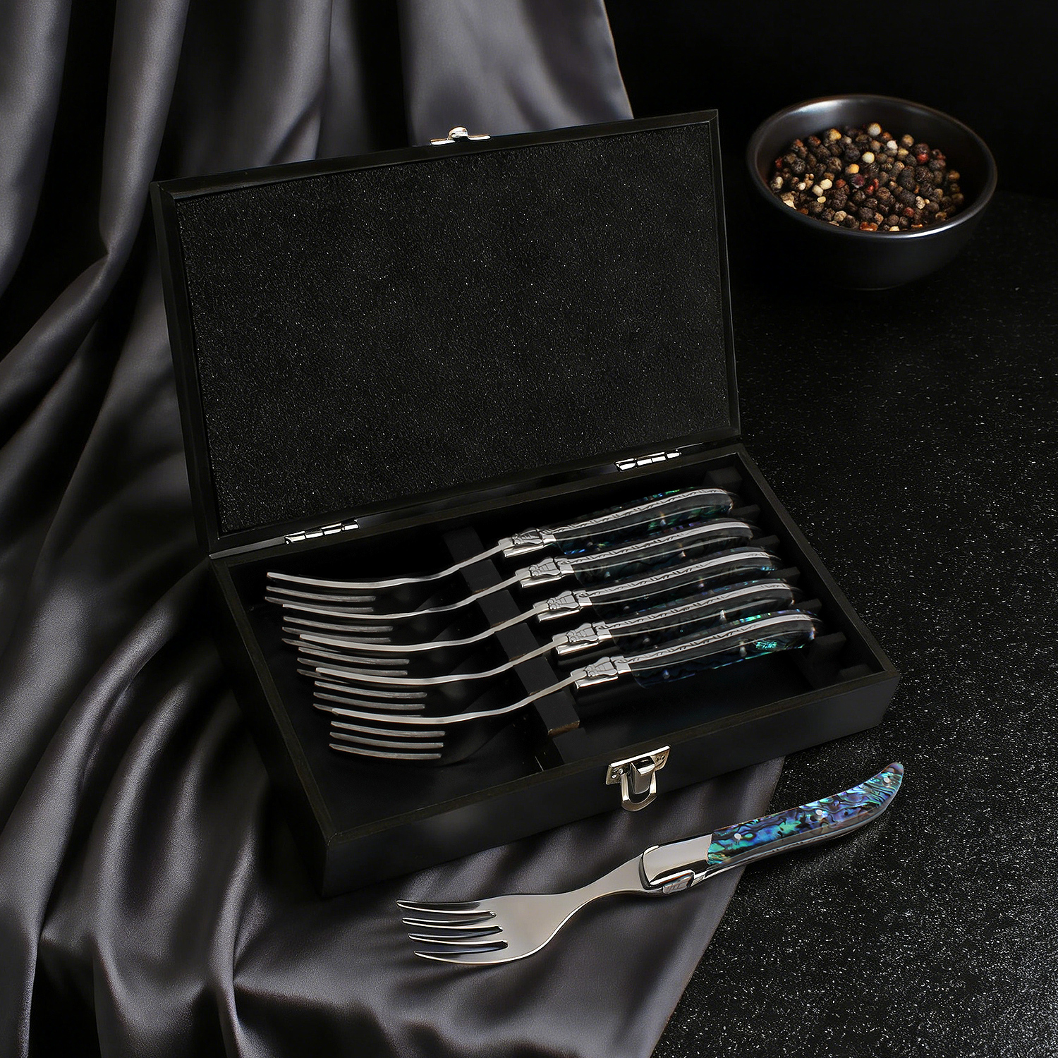 Homeful 6 Pieces Laguiole Style Steak Knife and Table Fork