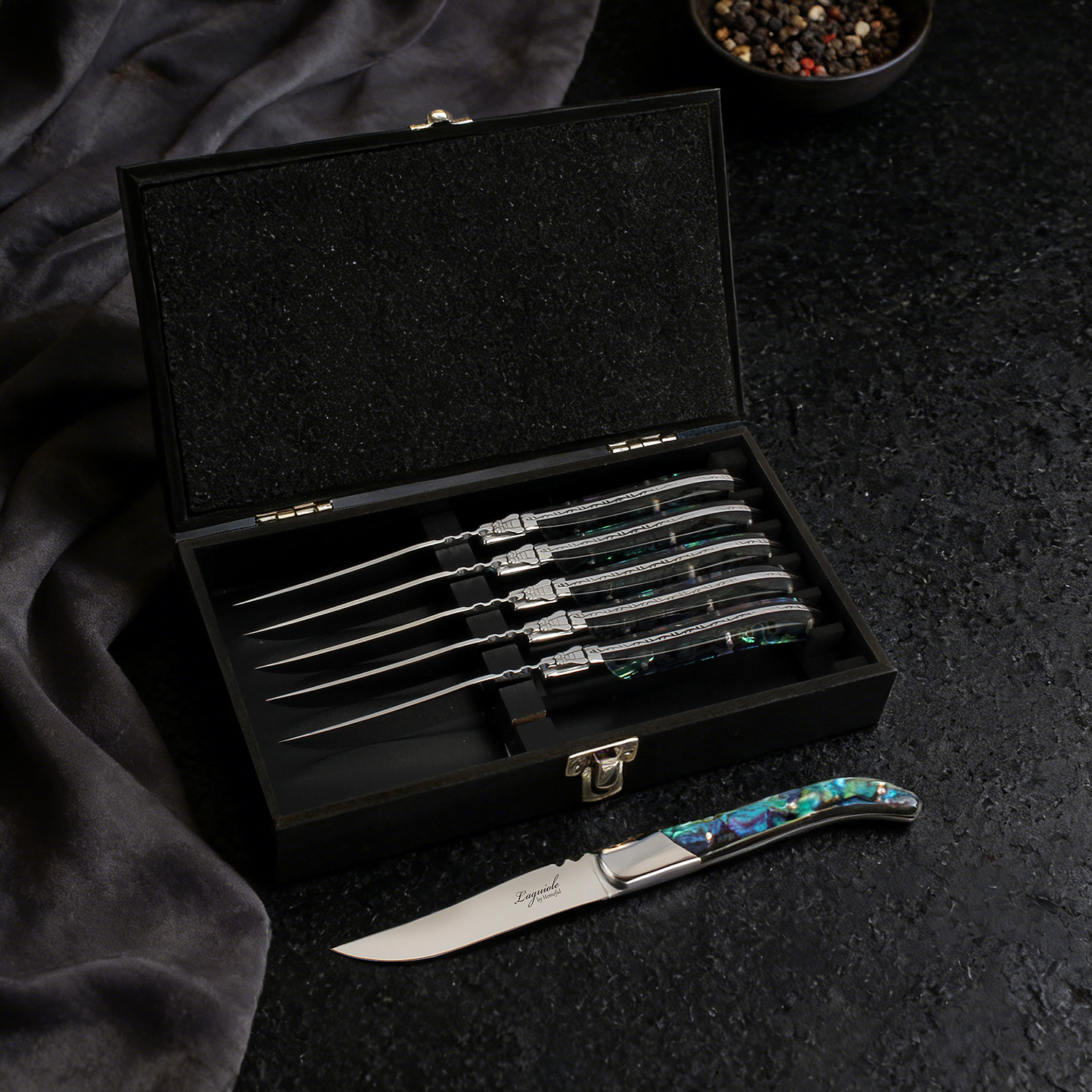 Homeful 6 Pieces Laguiole Style Steak Knife and Table Fork