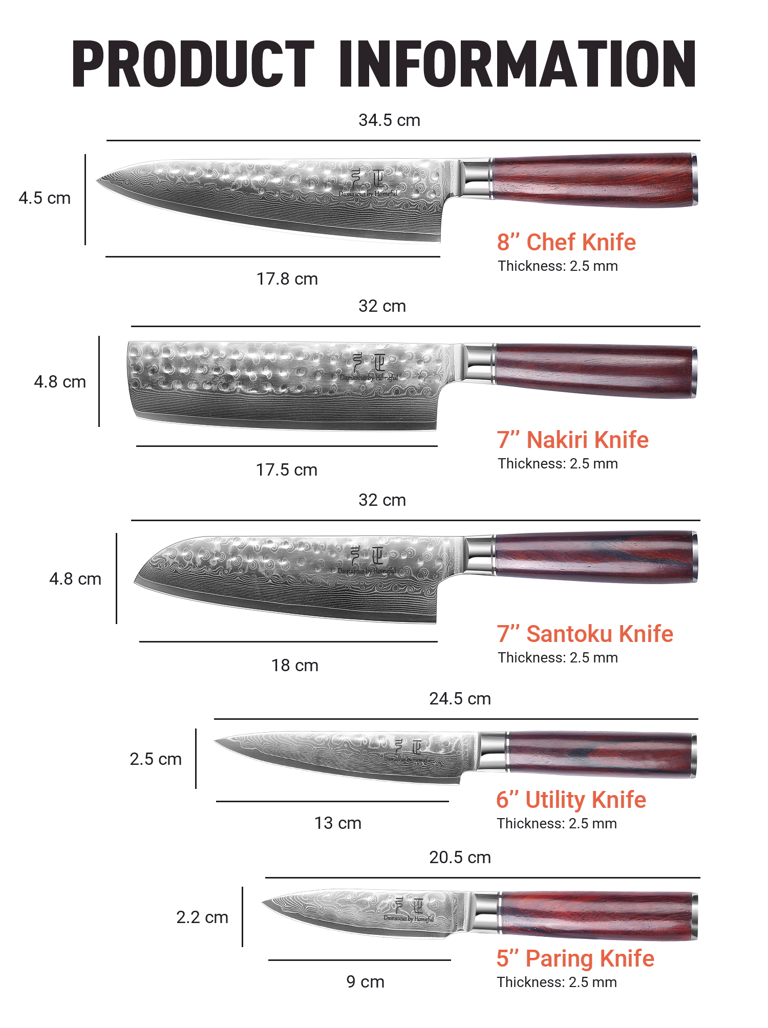 damascus cooking knife set