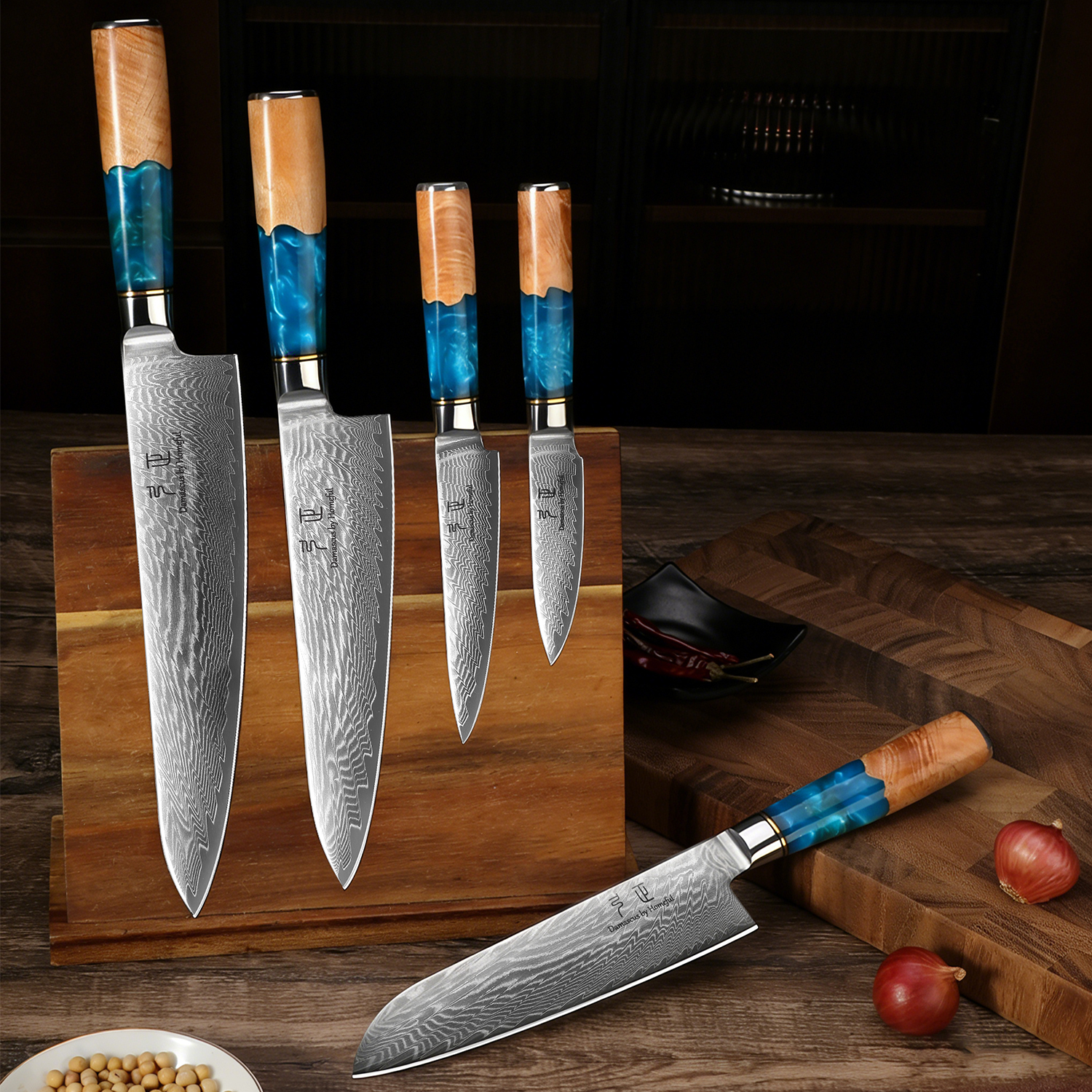 Homeful 5 Pieces Damascus Steel Knife Set