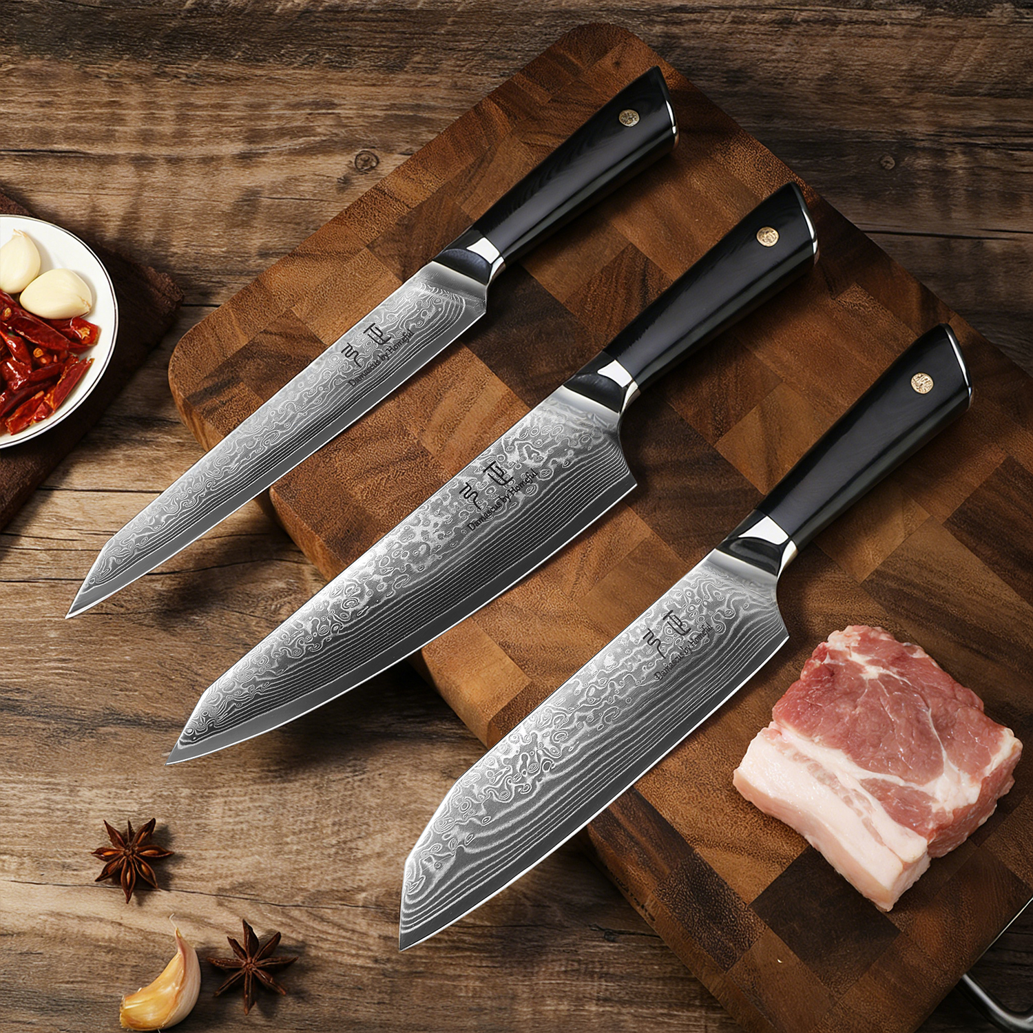 Homeful Razor Sharp Edge Damascus Knife Kitchen Set