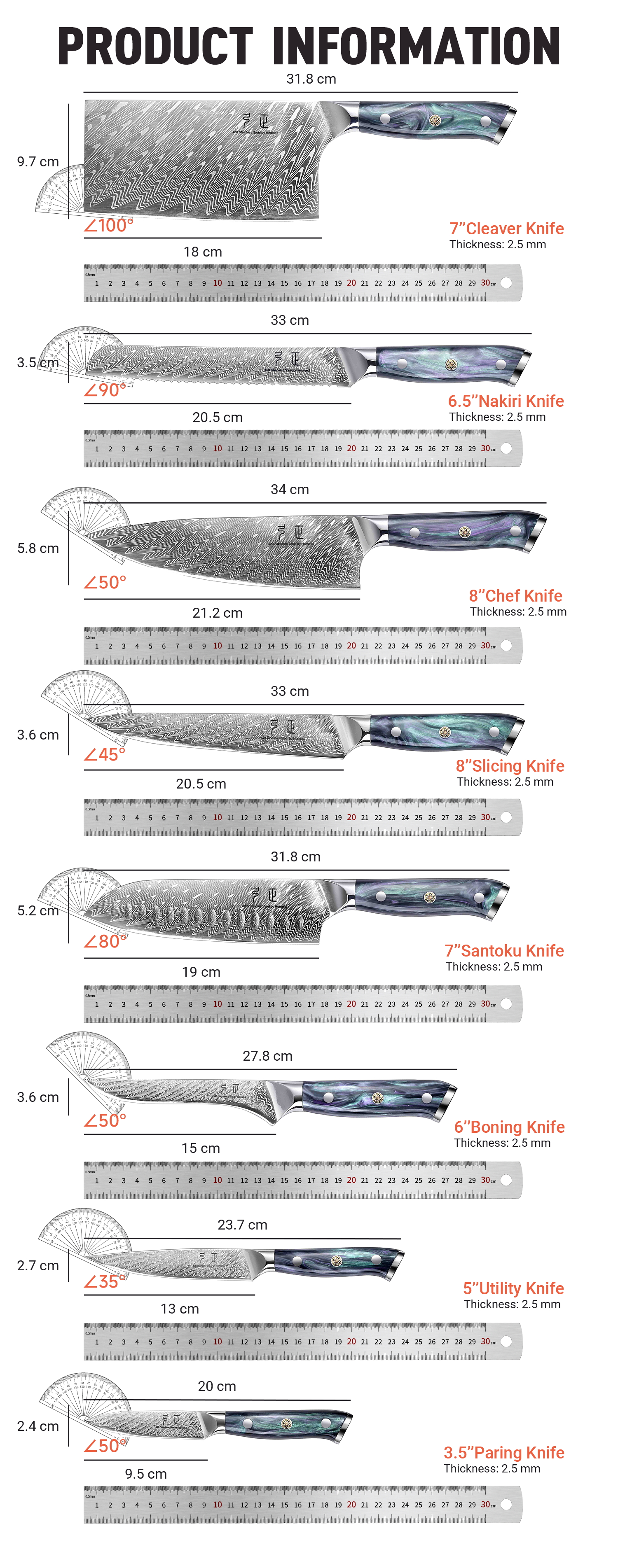 damascus knife set