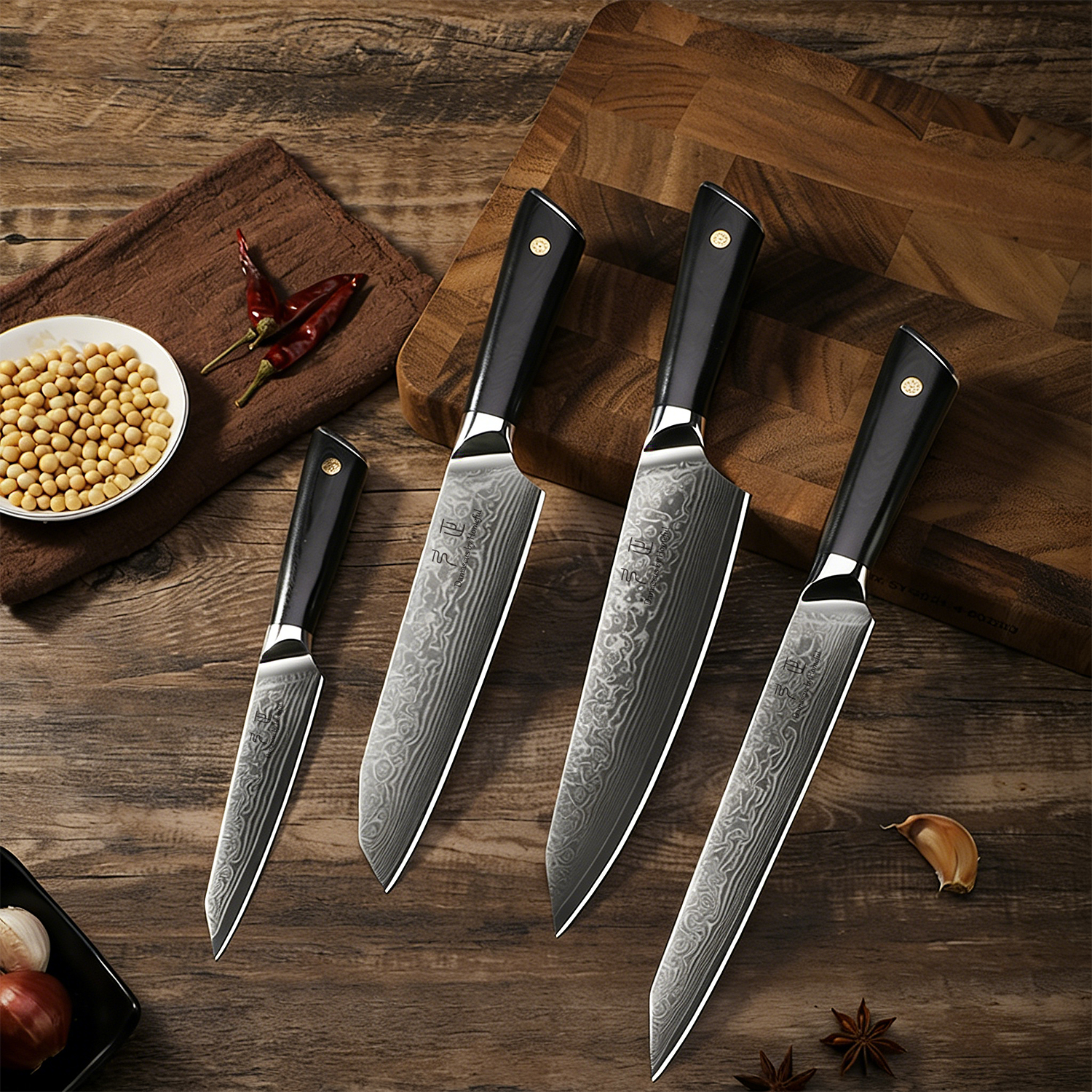 Homeful Razor Sharp Edge Damascus Knife Kitchen Set
