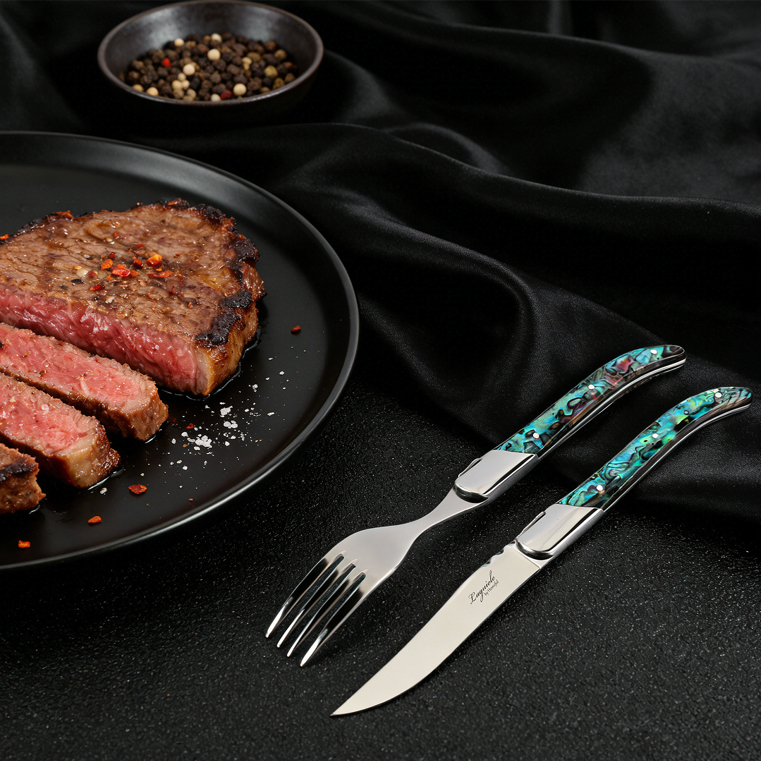 Homeful 6 Pieces Laguiole Style Steak Knife and Table Fork