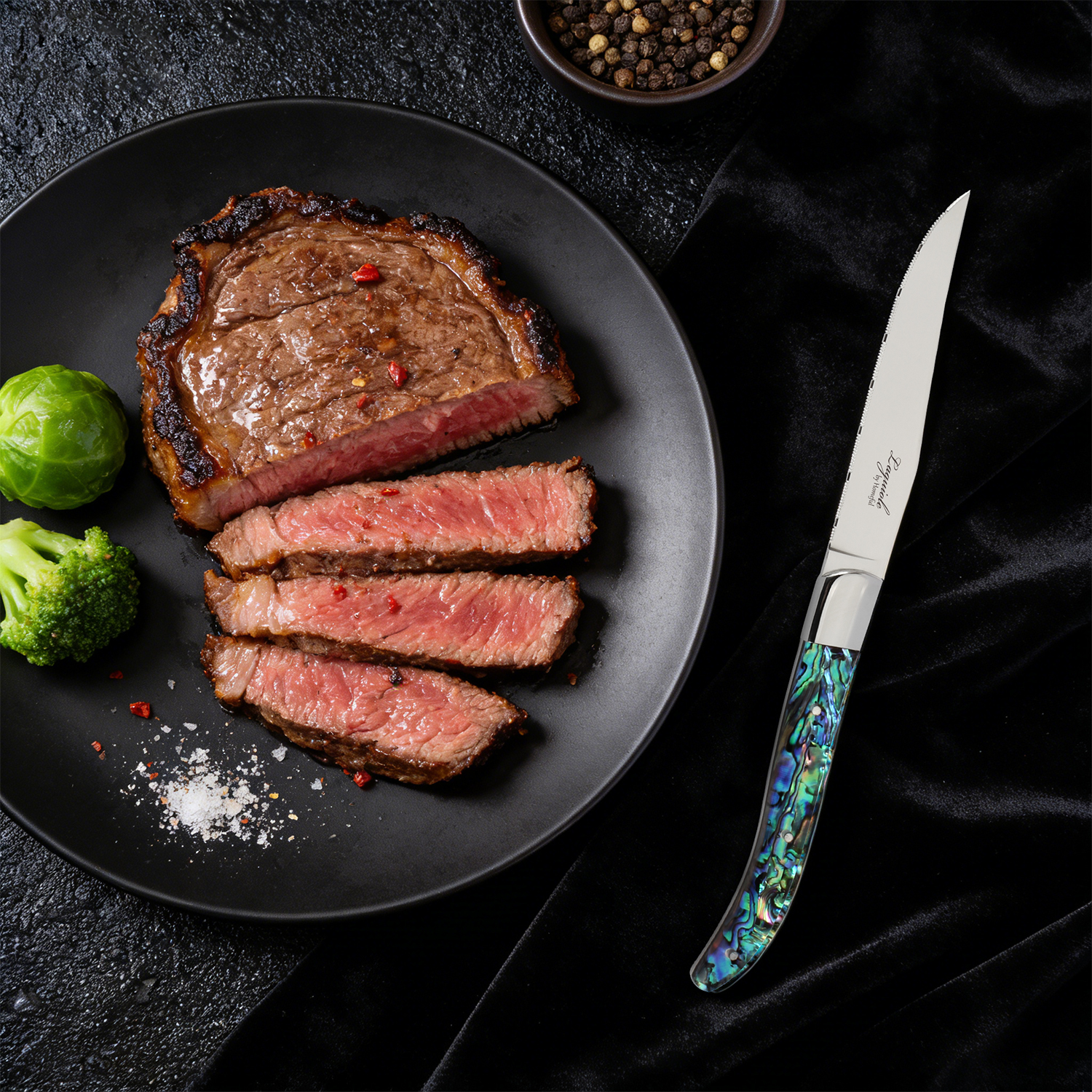Homeful Stainless Steel Steak Knife with Abalone Shell Handle