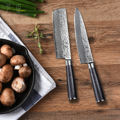 2pcs Kitchen Knife Set with black pakka wood handle