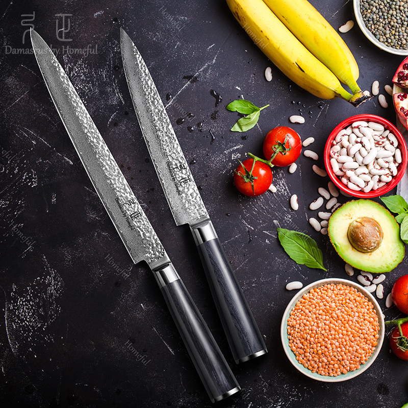 2pcs Kitchen Knife Set with black pakka wood handle