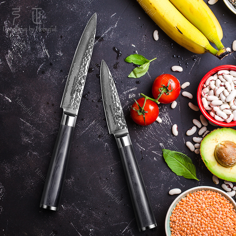 2pcs Kitchen Knife Set with black pakka wood handle