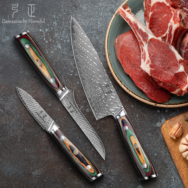 3pcs 5Cr15Mov Steel Kitchen Knife Set