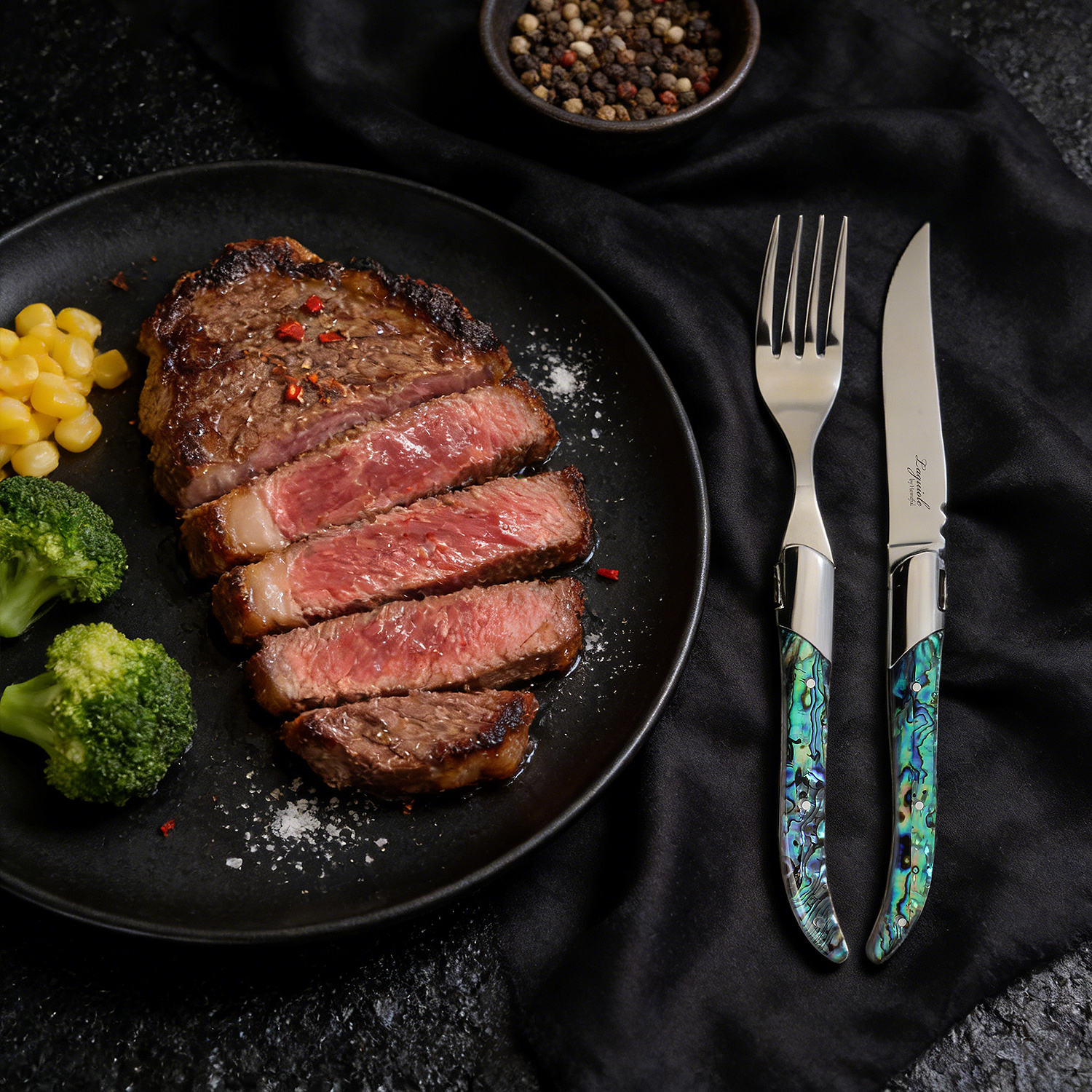 Homeful 6 Pieces Laguiole Style Steak Knife and Table Fork