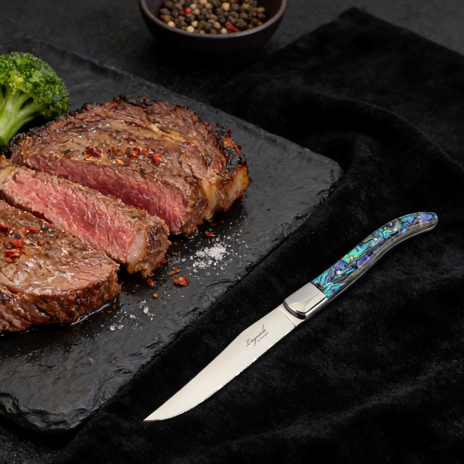 Homeful Stainless Steel Steak Knife with Abalone Shell Handle