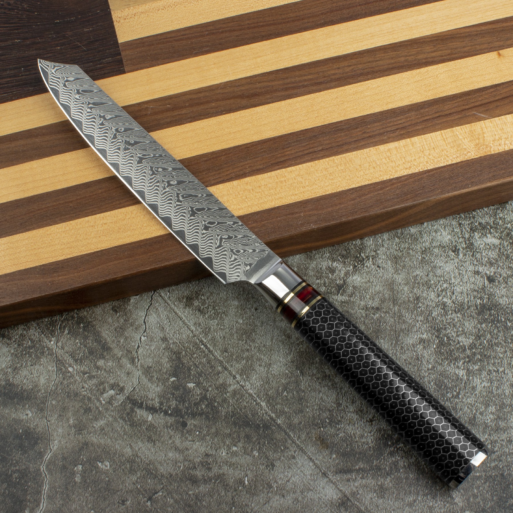 8'' VG10 Steel Damascus Aluminum Alloy with Resin Handle Kiritsuke Knife