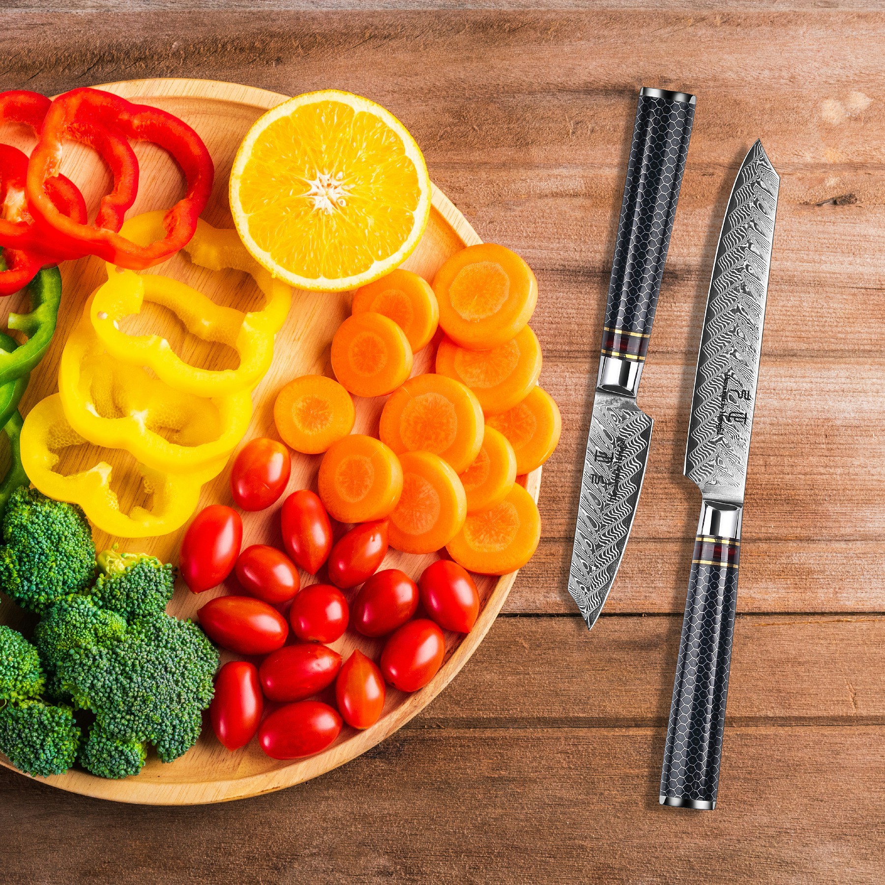 8'' VG10 Steel Damascus Aluminum Alloy with Resin Handle Kiritsuke Knife