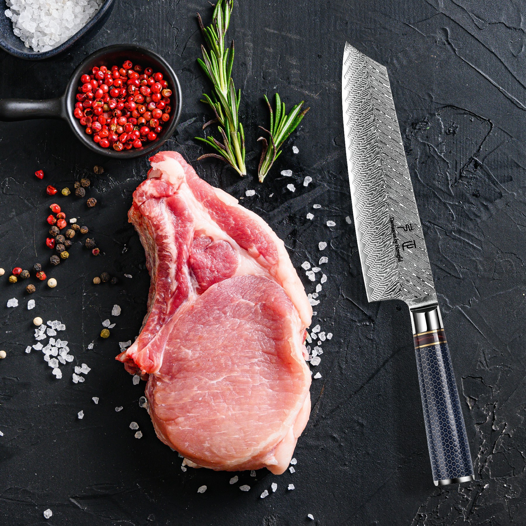 8'' VG10 Steel Damascus Aluminum Alloy with Resin Handle Kiritsuke Knife