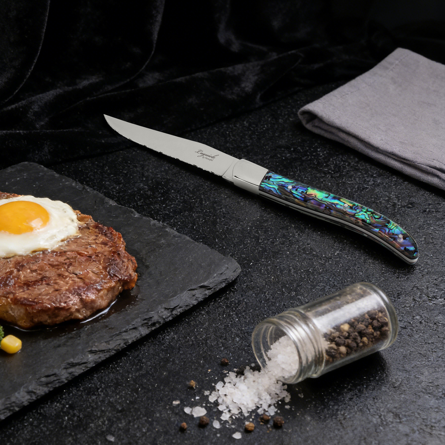 Homeful Stainless Steel Steak Knife with Abalone Shell Handle
