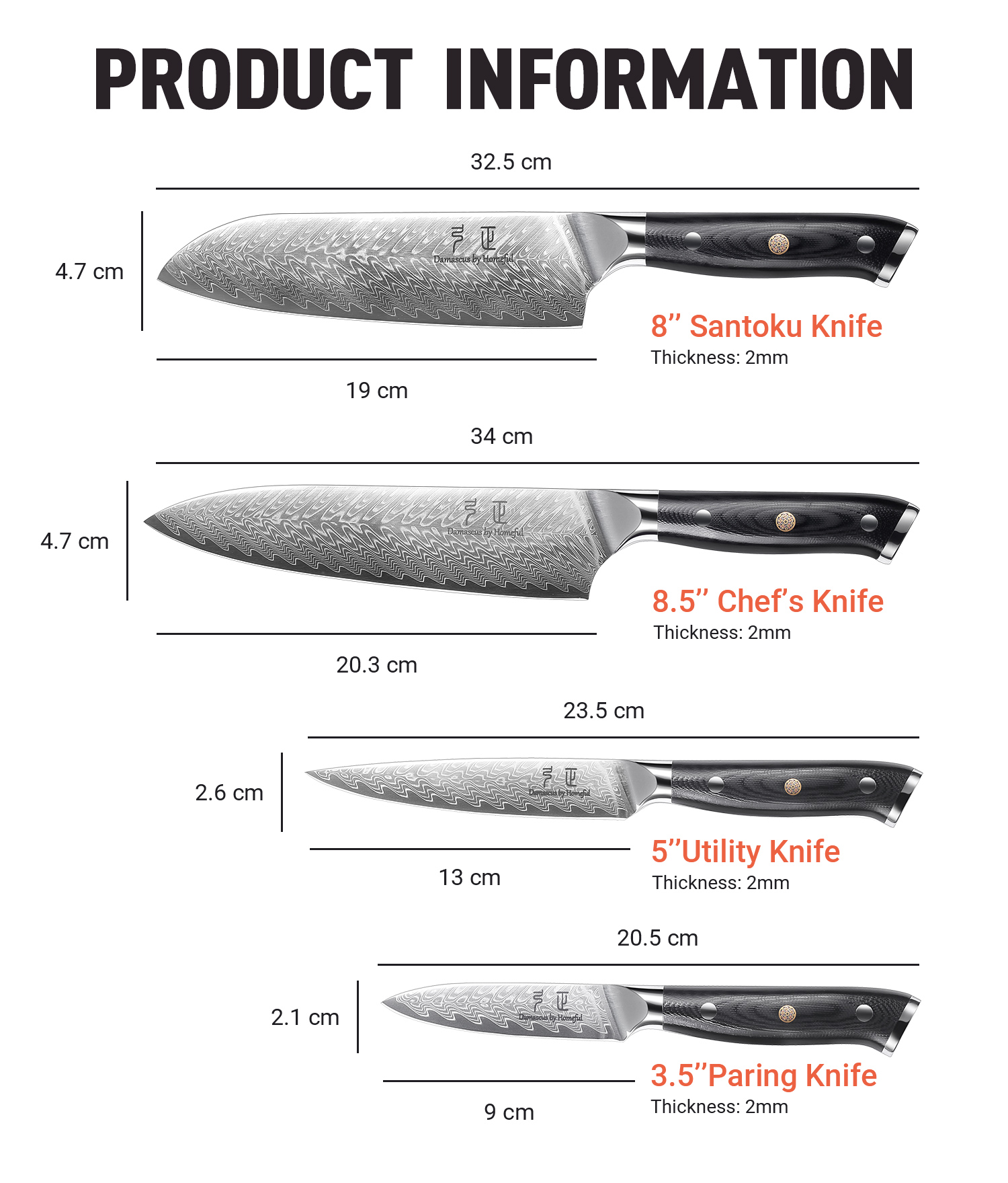 4Pcs VG10 Steel Damascus G10 Handle Knife Set