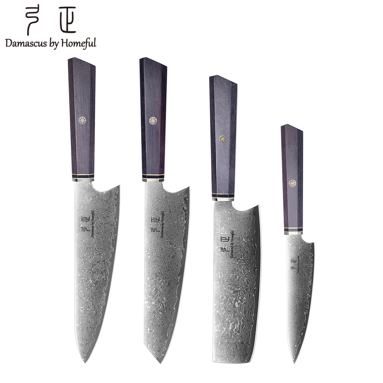 Homeful 4 Pieces Damascus Knife Set