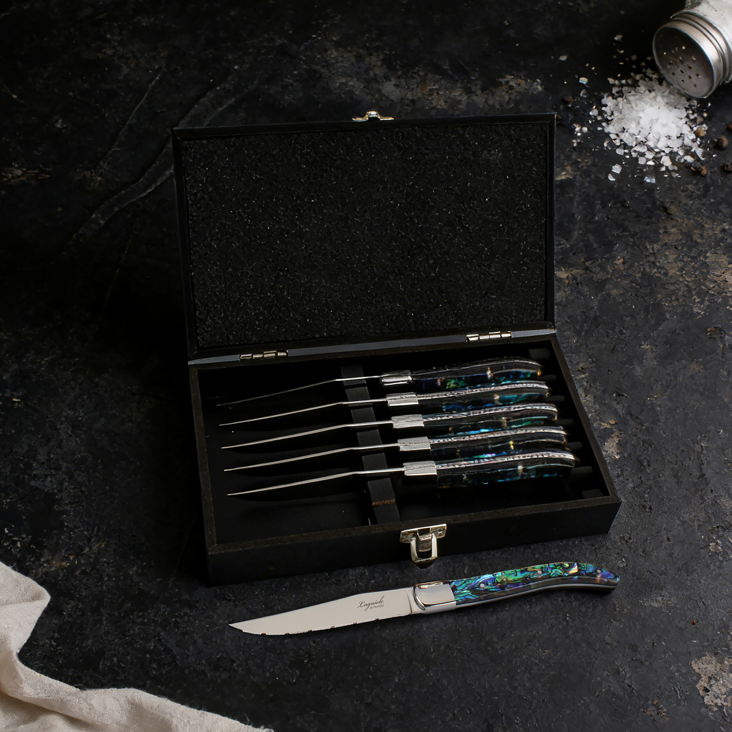 Homeful Stainless Steel Steak Knife with Abalone Shell Handle