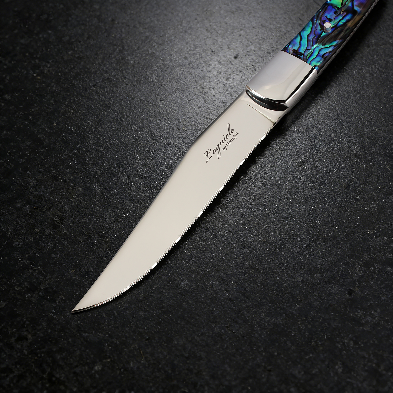 Homeful Stainless Steel Steak Knife with Abalone Shell Handle