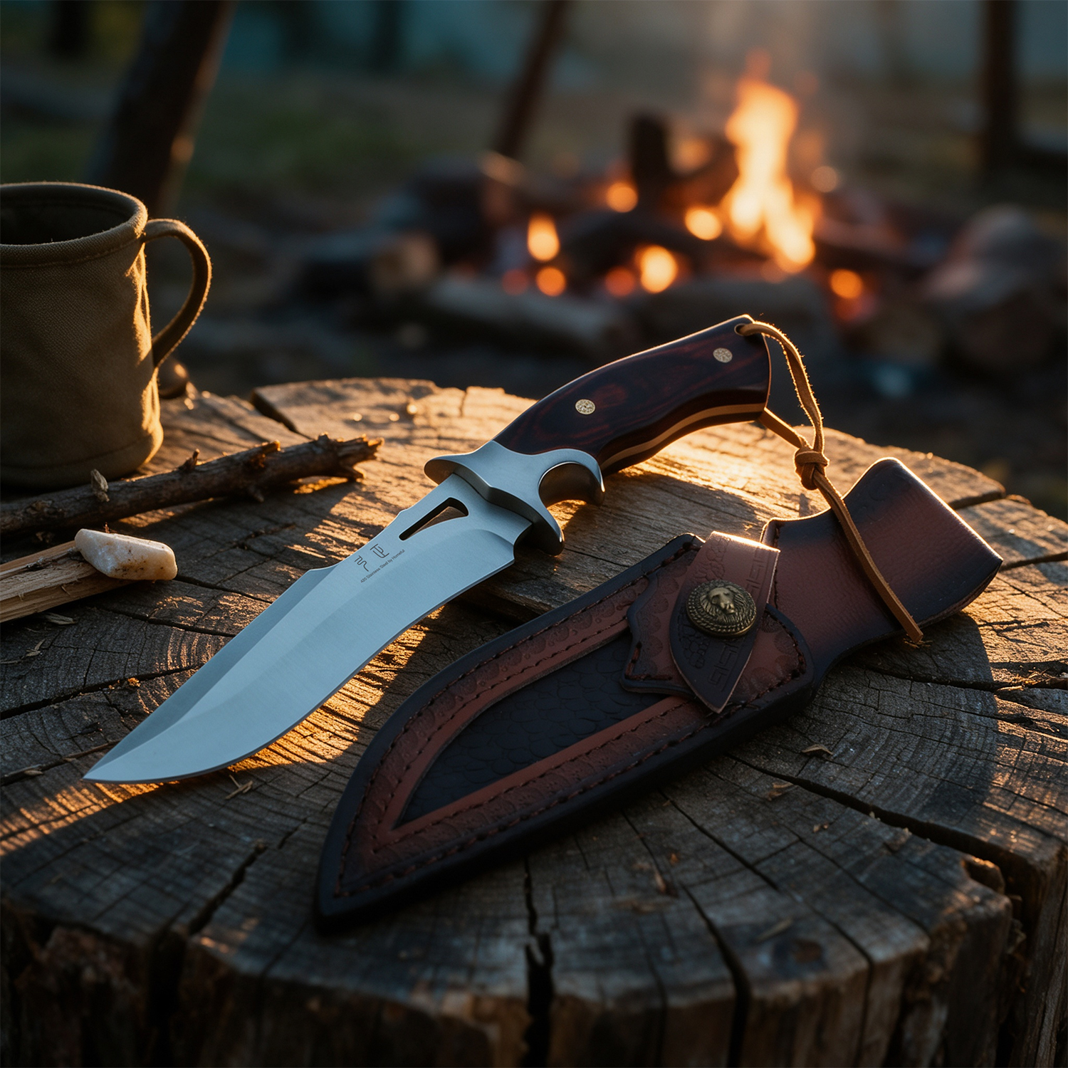Fixed Blade Hunting Knife Wood Handle Outdoor Survival Knife