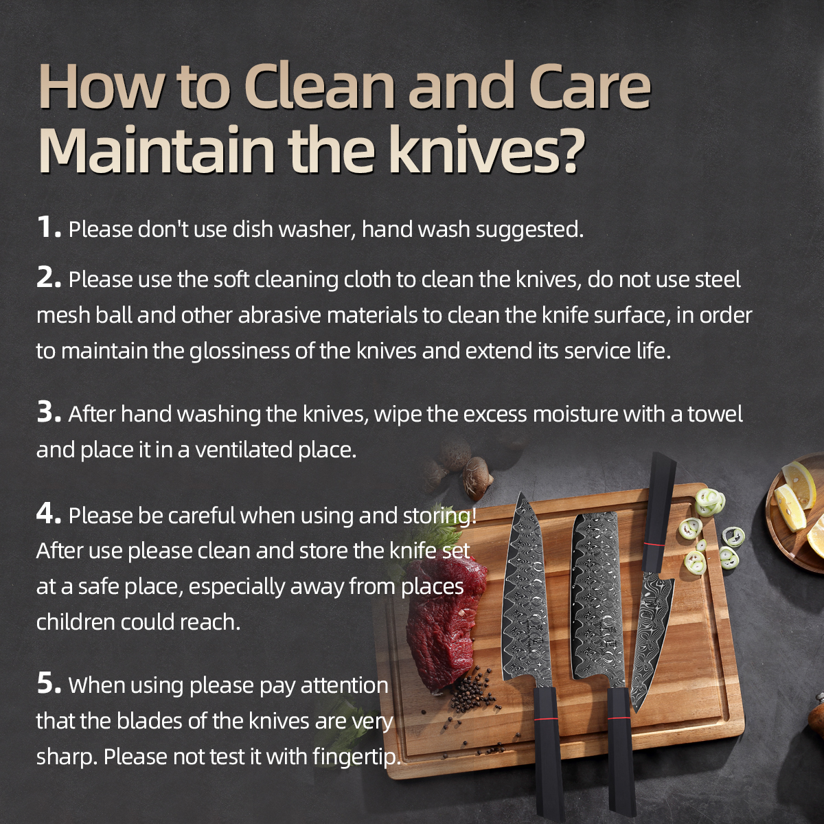 Damascus kitchen knife