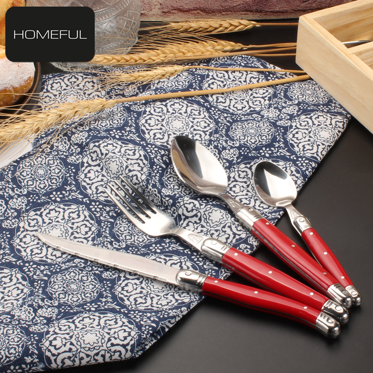 Homeful 24 Piece Stainless Steel Flatware Set for Family Dining
