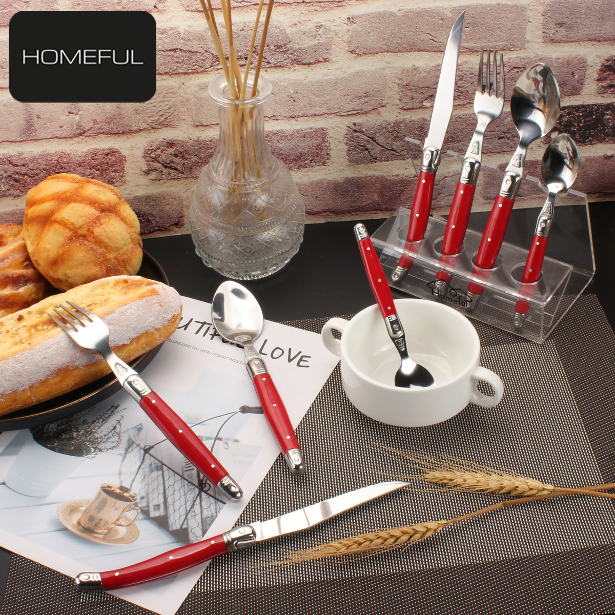 Homeful 24 Piece Stainless Steel Flatware Set for Family Dining