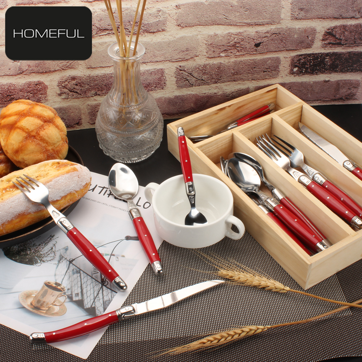 Homeful 24 Piece Stainless Steel Flatware Set for Family Dining