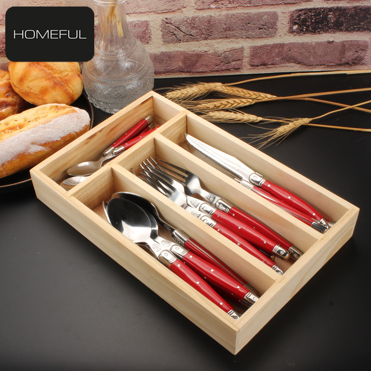 Homeful 24 Piece Stainless Steel Flatware Set for Family Dining