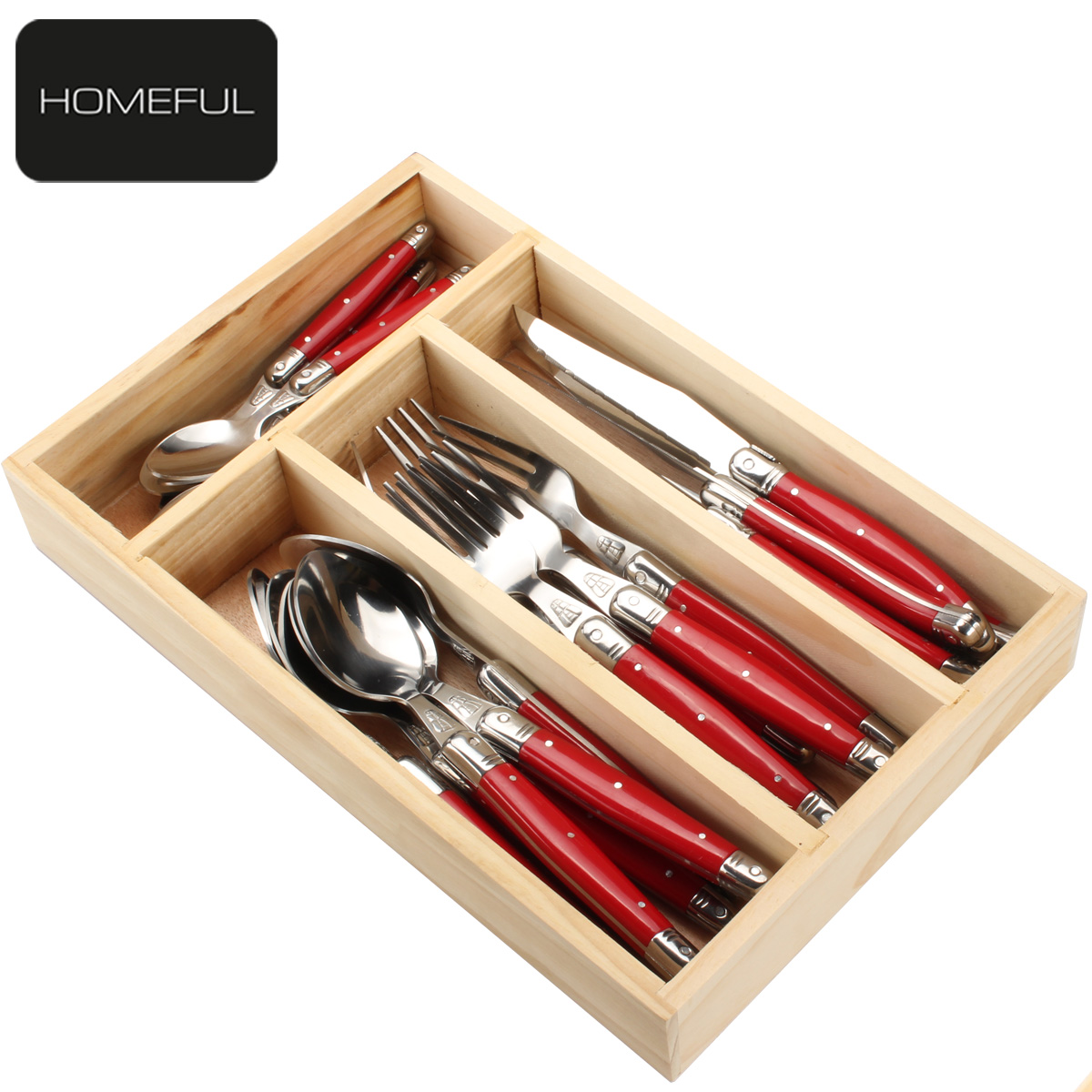 Homeful 24 Piece Stainless Steel Flatware Set for Family Dining