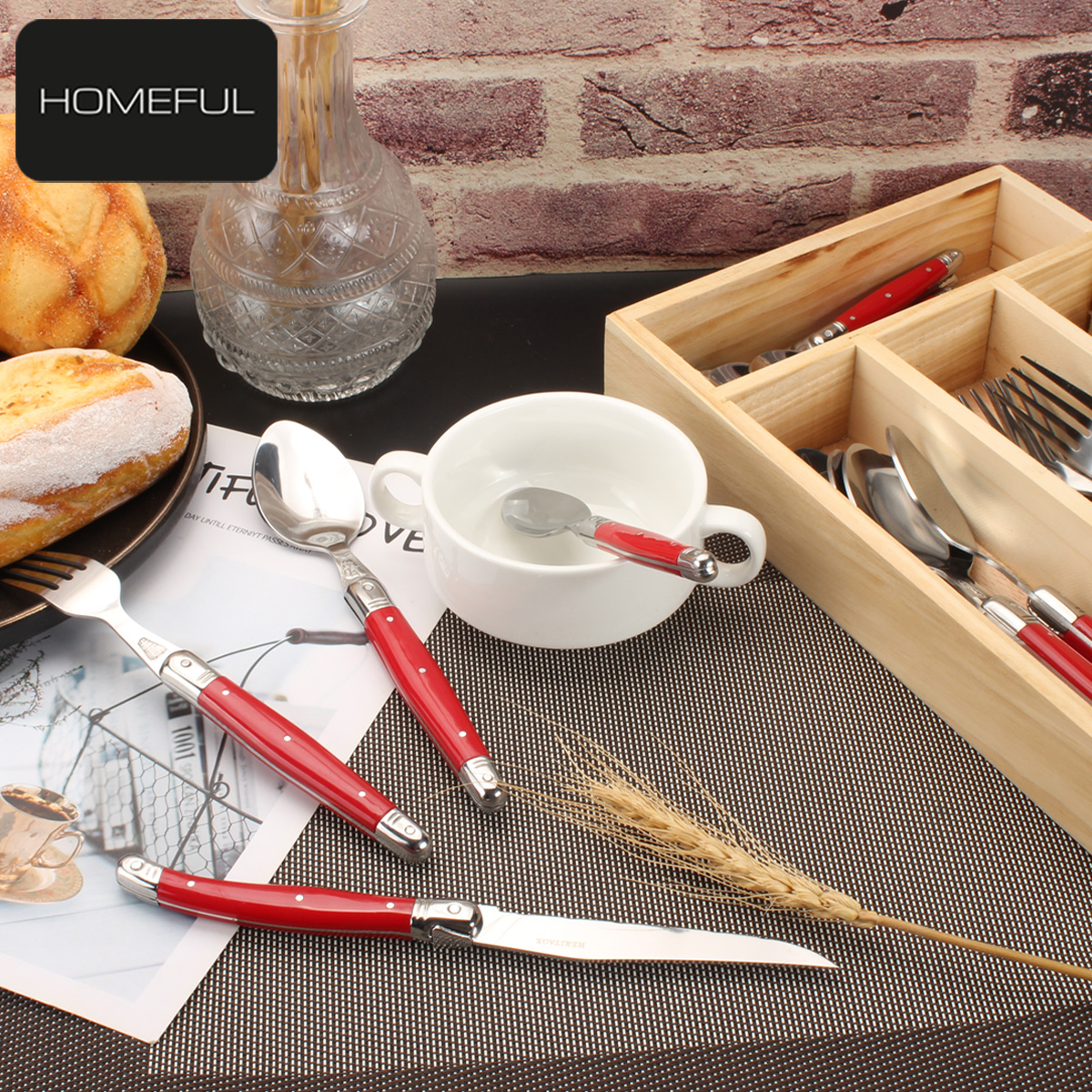 Homeful 24 Piece Stainless Steel Flatware Set for Family Dining