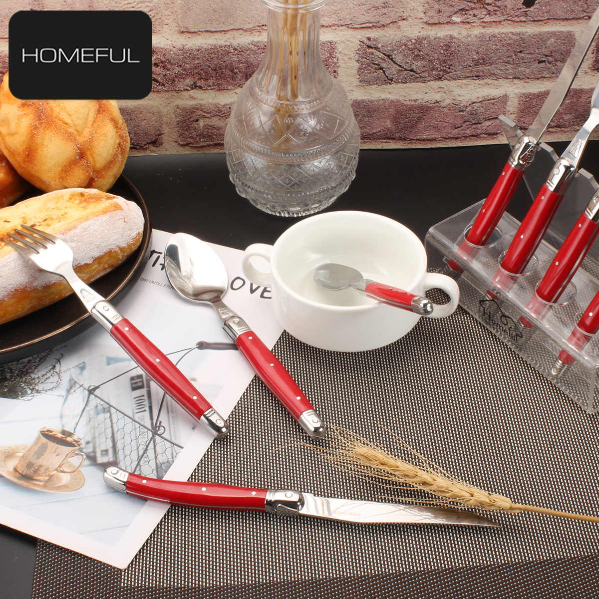 Homeful 24 Piece Stainless Steel Flatware Set for Family Dining
