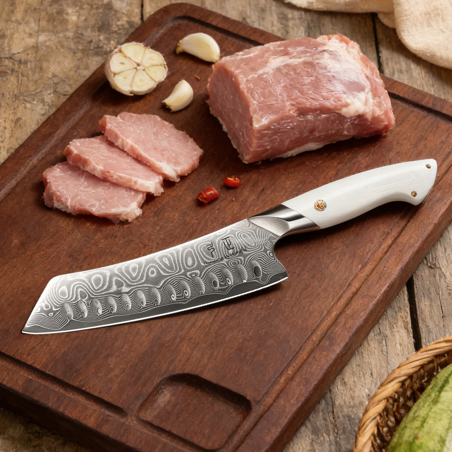 Damascus chef knife