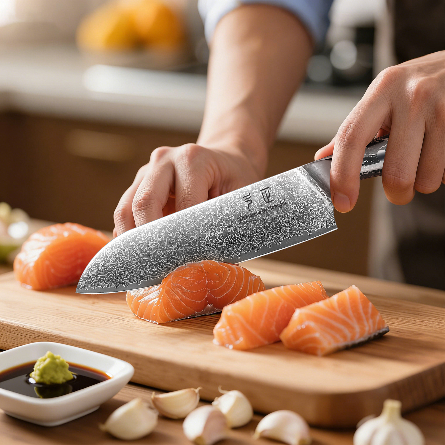 7"  Santoku knife with Turquoise Stone handle