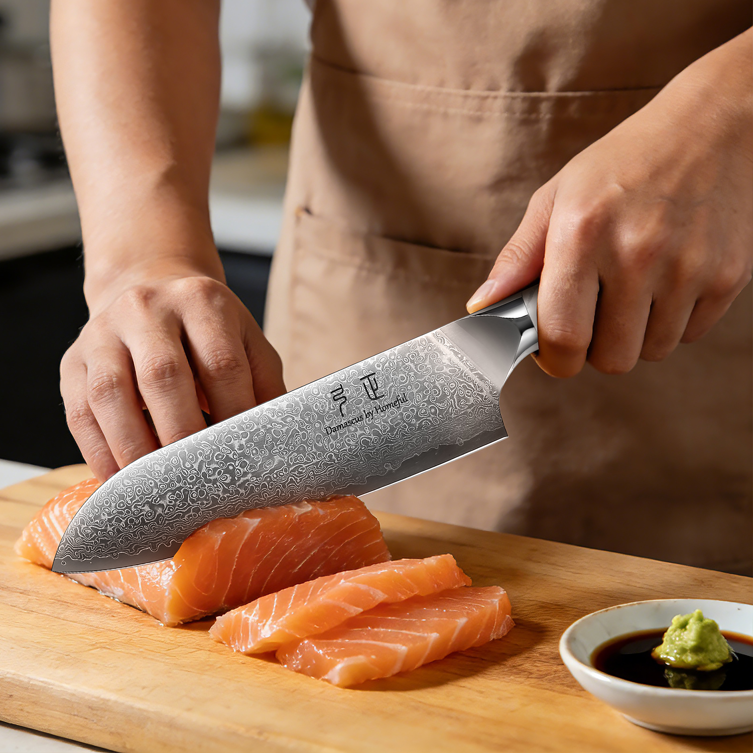 7"  Santoku knife with Turquoise Stone handle