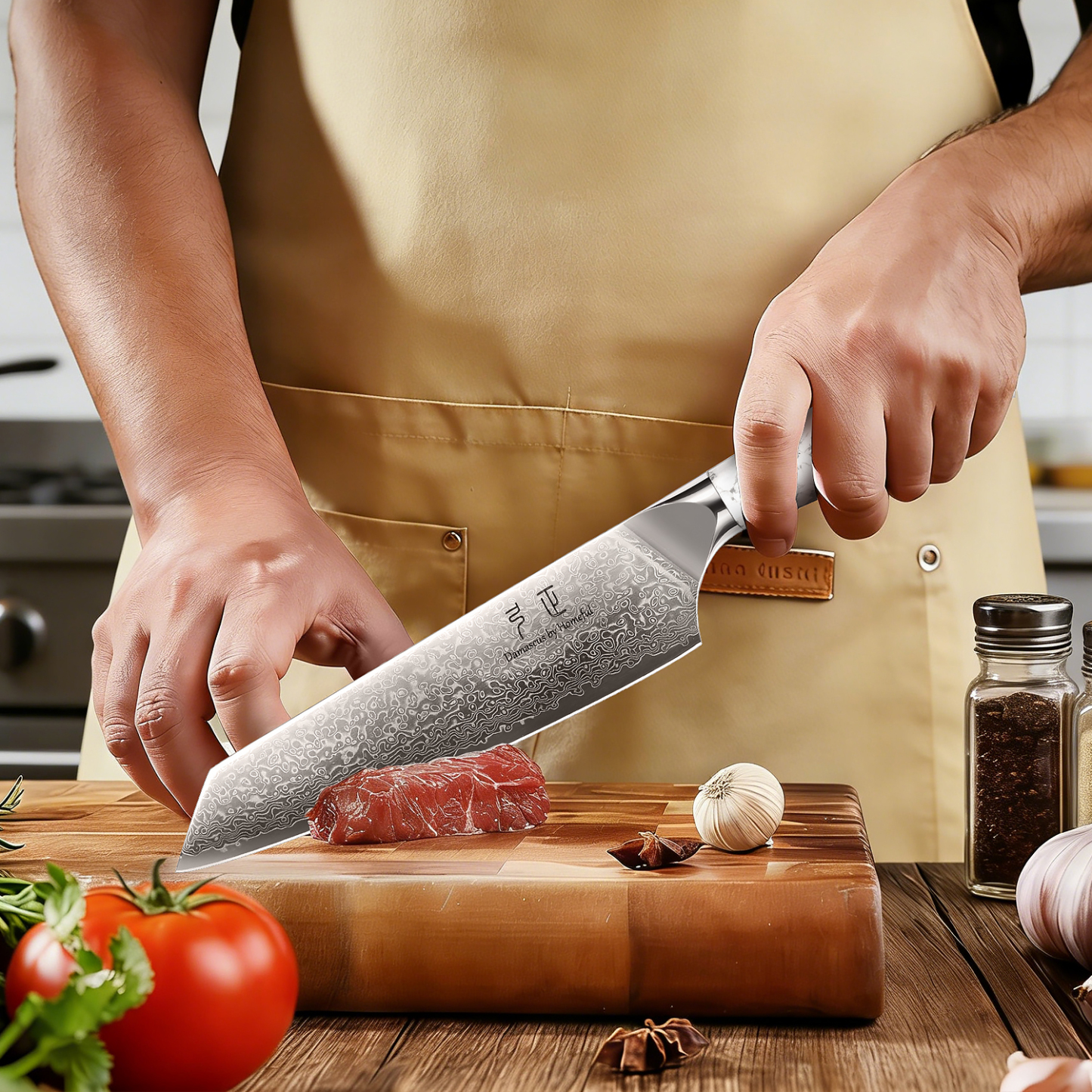 7"  Kiritsuke knife knife with Turquoise Stone handle