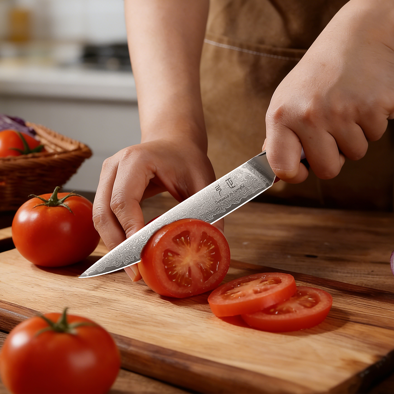 6"  Damascus Steel Utility knife with Turquoise Stone handle