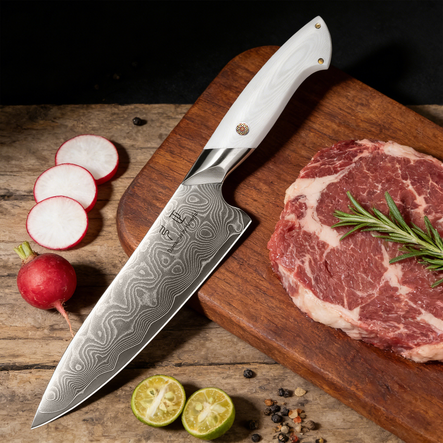 6 Pieces Damascus Steel Kitchen Knife Set