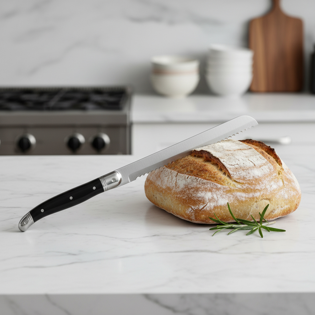 Homeful Laguiole Bread Knife with Black Handle