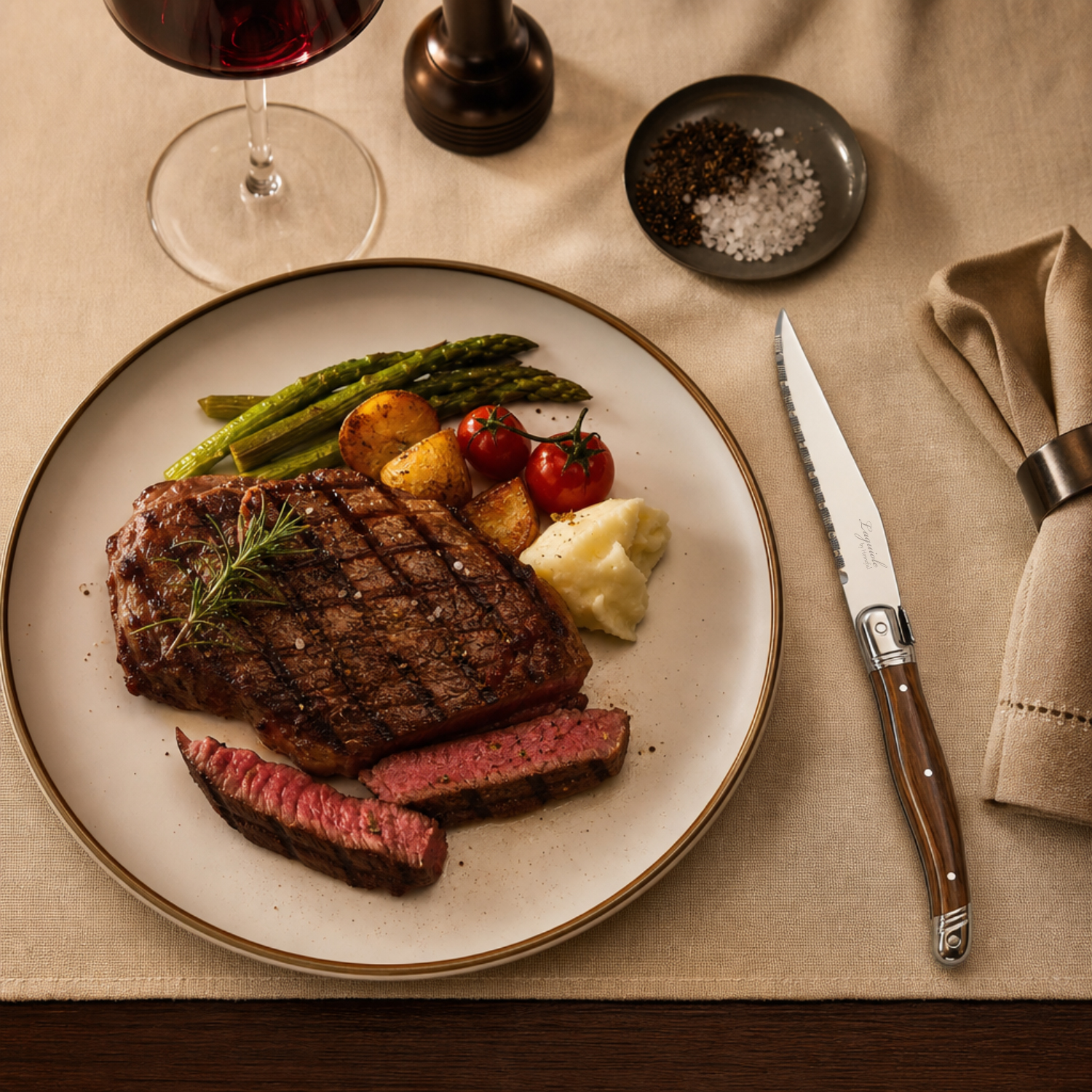 Homeful Wood Effect ABS Handle Laguiole Steak Knives